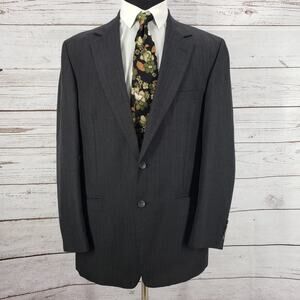 Hardwick Clothes Men's Charcoal Striped Sportscoat Blazer Jacket Size 44L